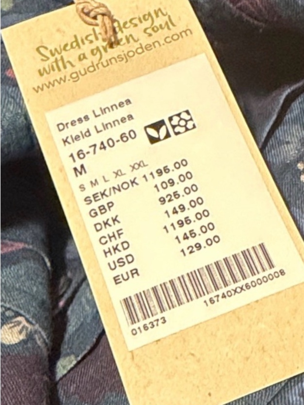 NWOT Gudrun Sjoden Blue Floral Midi Dress with Pink and Green Accents - Picture 3 of 3